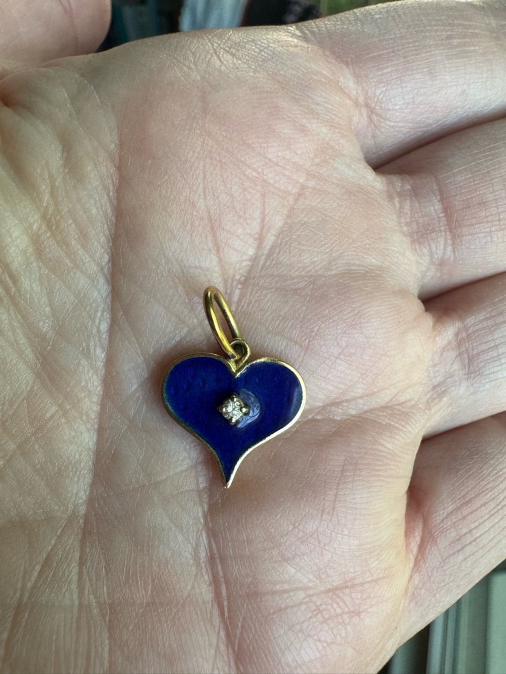 Erica Molinari Gold, Blue, Enamel and Diamond Heart Charm - Picture 4 of 6